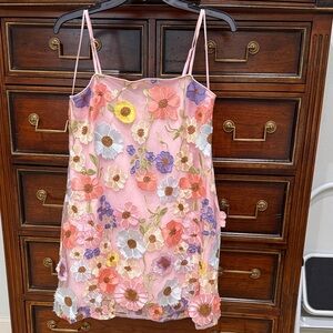 Floral Embroidered Pink Slip Dress